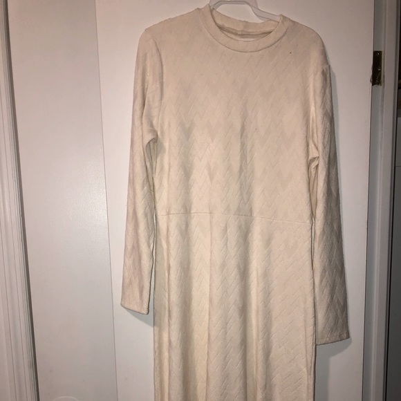 Cream midi long sleeve dress - Picture 1 of 4
